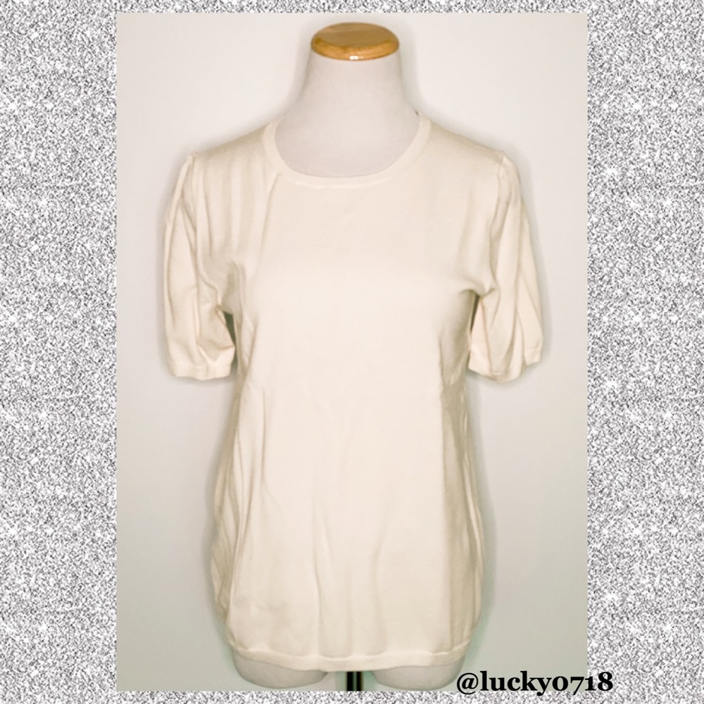 Ann Taylor NWT Cream Seasonless Short Sleeve Top M - Picture 3 of 7